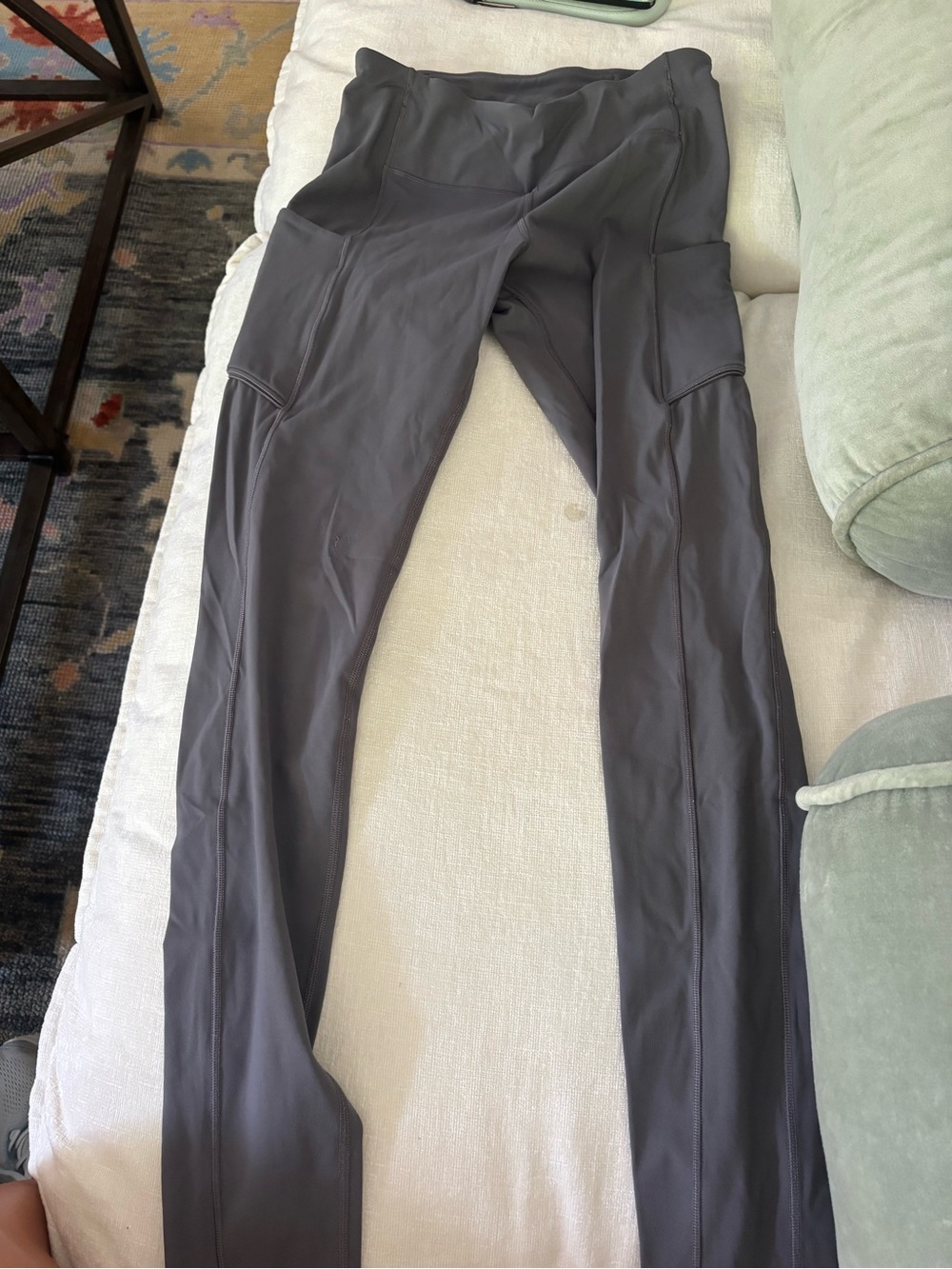 Lululemon Gray High-Waist Active Leggings with Side Pockets